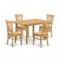 5pc Norfolk kitchen set, table with 4 Vancouver wood seat chairs in light oak SKU# NOVA5-OAK-W