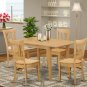 5pc Norfolk kitchen set, table with 4 Vancouver wood seat chairs in light oak SKU# NOVA5-OAK-W