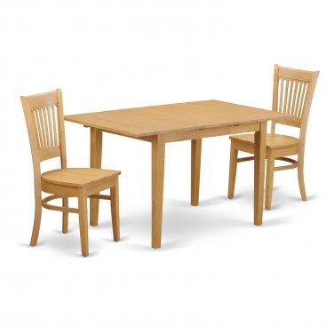 3pc Norfolk kitchen set, table with 2 Vancouver wood seat chairs in light oak SKU# NOVA3-OAK-W