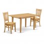 3pc Norfolk kitchen set, table with 2 Vancouver wood seat chairs in light oak SKU# NOVA3-OAK-W