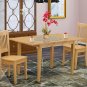 3pc Norfolk kitchen set, table with 2 Vancouver wood seat chairs in light oak SKU# NOVA3-OAK-W