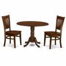 3pc Kitchen Dinette, Dublin table + 2 Vancouver wood seat chairs in espresso NEW