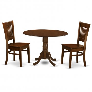 3pc Kitchen Dinette, Dublin table + 2 Vancouver wood seat chairs in espresso NEW