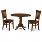 3pc Kitchen Dinette, Dublin table + 2 Vancouver wood seat chairs in espresso NEW