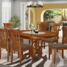 7pc Portland oval kitchen dining set table + 6 upholstered chairs saddle brown SKU# PORT7-SBR-C