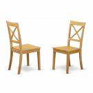 Set of 2 Boston dinette kitchen dining chairs w/ plain wood seat in light oak SKU# BOC-OAK-W