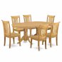 7pc oval Vancouver dining room set table + 6 Portland wood seat chairs light oak SKU# VAPO7-OAK-W