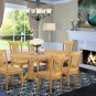 7pc oval Vancouver dining room set table + 6 Portland wood seat chairs light oak SKU# VAPO7-OAK-W