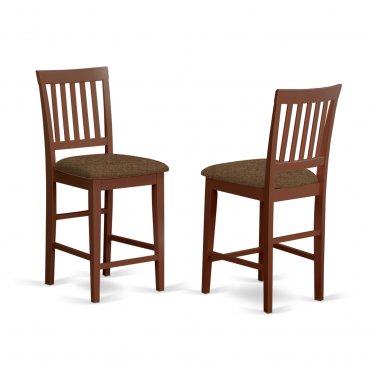 Set of 2 Vernon counter height fabric upholstered chairs in mahogany finish SKU# VNS-MAH-C
