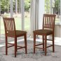 Set of 2 Vernon counter height fabric upholstered chairs in mahogany finish SKU# VNS-MAH-C