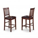 Set of 2 Vernon counter height faux leather upholstered chairs mahogany finish SKU# VNS-MAH-LC