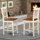 Set of 2 Vernon counter height chairs w/ wood seat in buttermilk cherry finish SKU# VNS-WHI-W