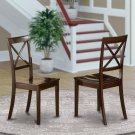 Set of 2 Boston dinette kitchen dining chairs w/ plain wood seat in cappuccino SKU# BOC-CAP-W