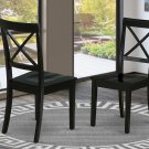 Set of 2 Boston dinette kitchen dining chairs w/ plain wood seat in black SKU# BOC-BLK-W