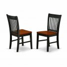 Set of 2 Norfolk dinette kitchen dining chairs with wooden seat in black & cherry. SKU: NFC-BCH-W