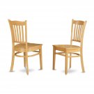 Set of 2 Groton dinette kitchen dining chairs with plain wood seat in light oak SKU# GRC-OAK-W