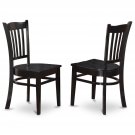 Set of 2 Groton dinette kitchen dining chairs with plain wood seat in black SKU# GRC-BLK-W