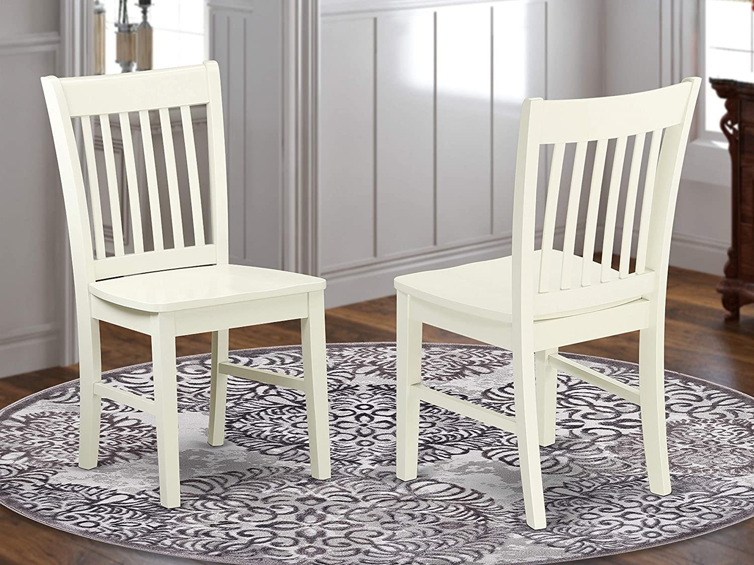 Set of 2 Norfolk kitchen dining chairs with wood seat in linen