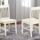 Set of 2 Norfolk dinette kitchen dining chairs with wood seat in linen off-white SKU# NFC-LWH-W