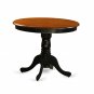 5pc kitchen dining set 36" round pedestal table + 4 padded chairs black & cherry finish