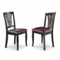 5pc kitchen dining set 36" round pedestal table + 4 padded chairs black & cherry finish