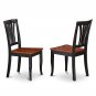 5pc kitchen dining set 36" round pedestal table + 4 padded chairs black & cherry finish