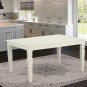 7pc set rectangular dinette dining table with 6 wood seat chairs linen off-white
