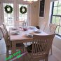 7pc set rectangular dinette dining table with 6 wood seat chairs linen off-white