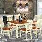 7pc Weston set rectangular dining table + 6 wood seat chairs buttermilk cherry
