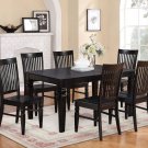7pc Weston set rectangular dining table + 6 wood seat chairs in black finish