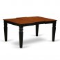 7pc Weston set rectangular dining table + 6 wood seat chairs in black & cherry