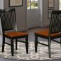 7pc Weston set rectangular dining table + 6 wood seat chairs in black & cherry