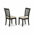 Set of 2 Danbury dinette kitchen dining chairs w/ fabric padded seat in black SKU# DAC-BLK-C