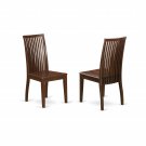 Set of 2 Ipswitch dinette kitchen dining chairs w/ wood seat in mahogany finish