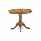 Antique 36" small round single pedestal table in neutral finish Acacia wood new