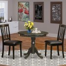 3pc dinette, 36" round kitchen pedestal table + 2 faux leather chairs cappuccino