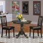 3pc dinette, 36" round kitchen pedestal table + 2 faux leather chairs cappuccino