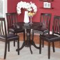 5pc dinette, 36" round kitchen pedestal table + 4 faux leather chairs cappuccino