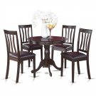 5pc dinette, 36" round kitchen pedestal table + 4 faux leather chairs cappuccino
