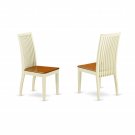 Set of 2 Ipswich dinette kitchen dining chairs w/ wood seat buttermilk and cherry