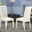 Set of 2 Ipswich dinette kitchen dining chairs w/ wood seat linen off-white