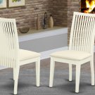 Set of 2 Ipswich dinette kitchen dining chairs w/ padded seat linen off-white