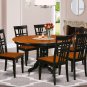 7pc Dining Set, Kenley 42x60 oval pedestal table + 6 Logan chairs cherry black