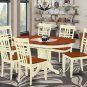 7pc Dining Set, Kenley 42x60 oval pedestal table + 6 Logan chairs cherry black