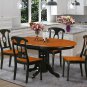 5pc Dining Set, Kenley 42x60 oval pedestal table + 4 chairs buttermilk & cherry