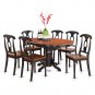 7pc Dining Set, Kenley 42x60 oval pedestal table + 6 chairs buttermilk & cherry