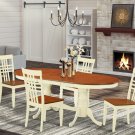 5pc Dining Set, Plainville oval pedestal table + 4 chairs in buttermilk & cherry