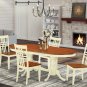 5pc Dining Set, Plainville oval pedestal table + 4 chairs in buttermilk & cherry