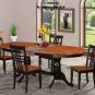 5pc Dining Set, Plainville oval pedestal table + 4 chairs in buttermilk & cherry
