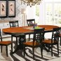 7pc Dining Set, Plainville oval pedestal table + 6 chairs in black & cherry